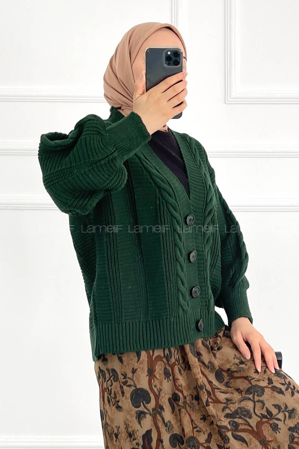 en Balon Kol Hırka Zümrüt Yeşili