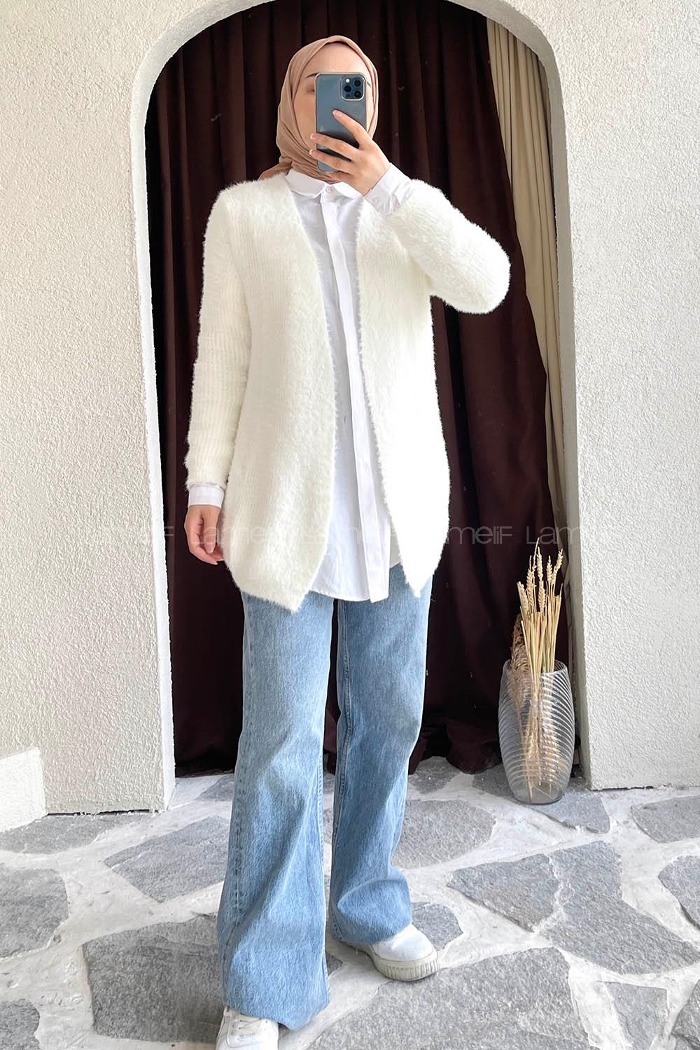 Modalamelif Oversize Model Yumoş Hırka Ekru