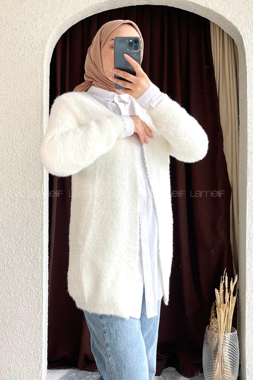 Modalamelif Oversize Model Yumoş Hırka Ekru