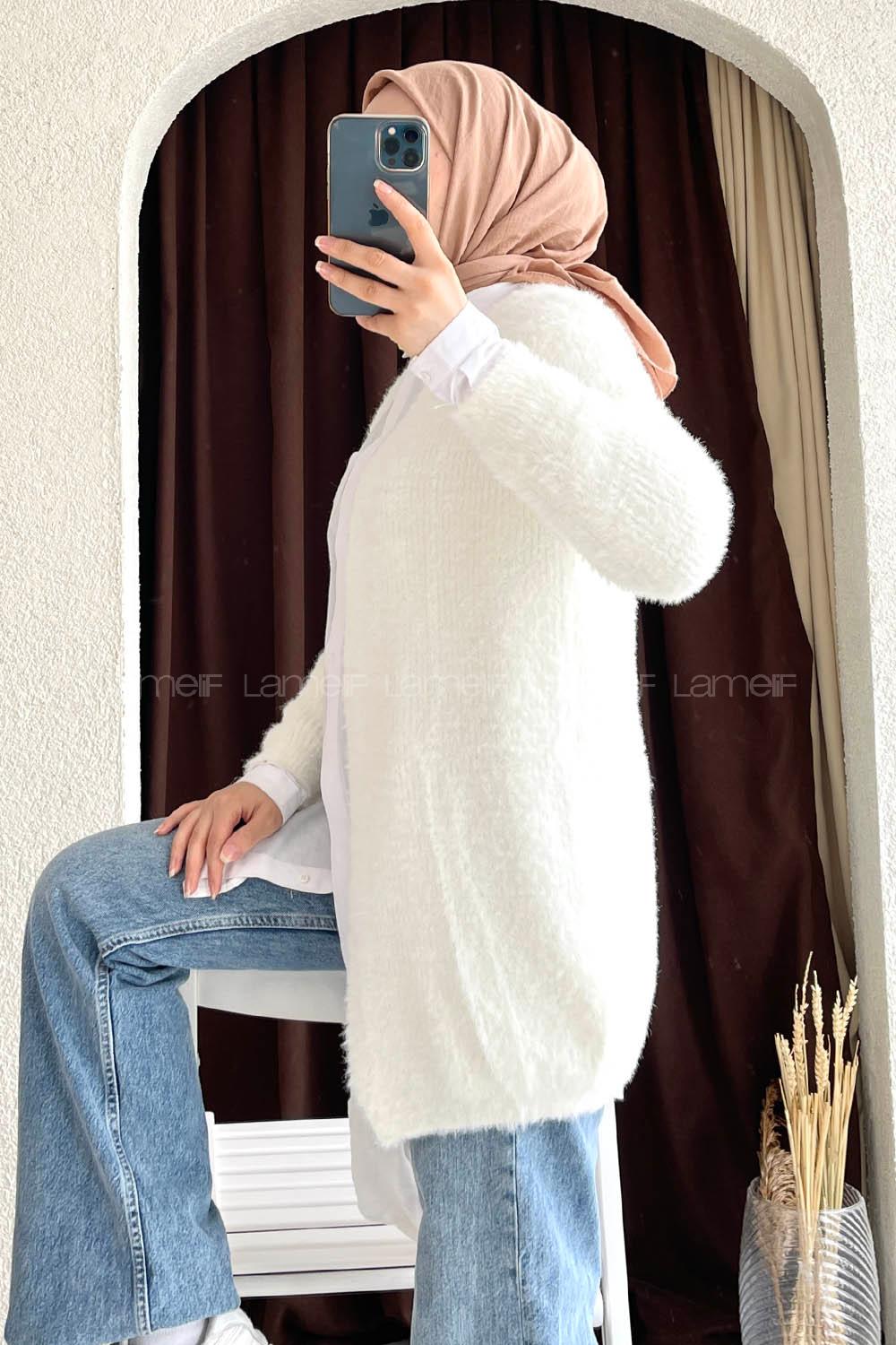 Modalamelif Oversize Model Yumoş Hırka Ekru