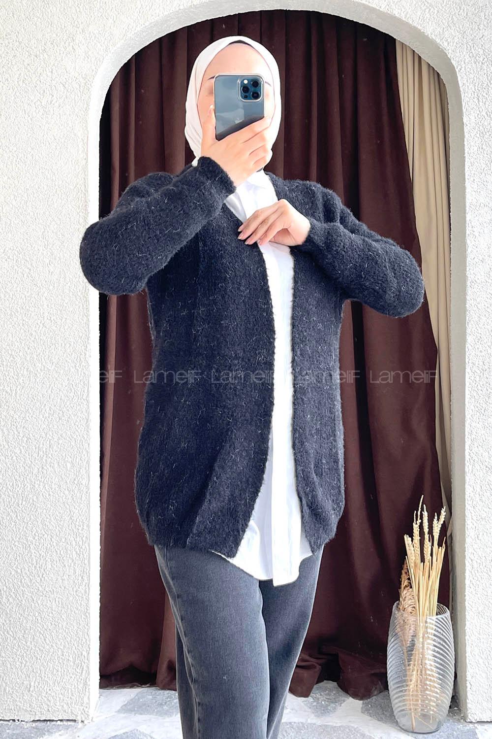 Modalamelif Oversize Model Yumoş Hırka Siyah