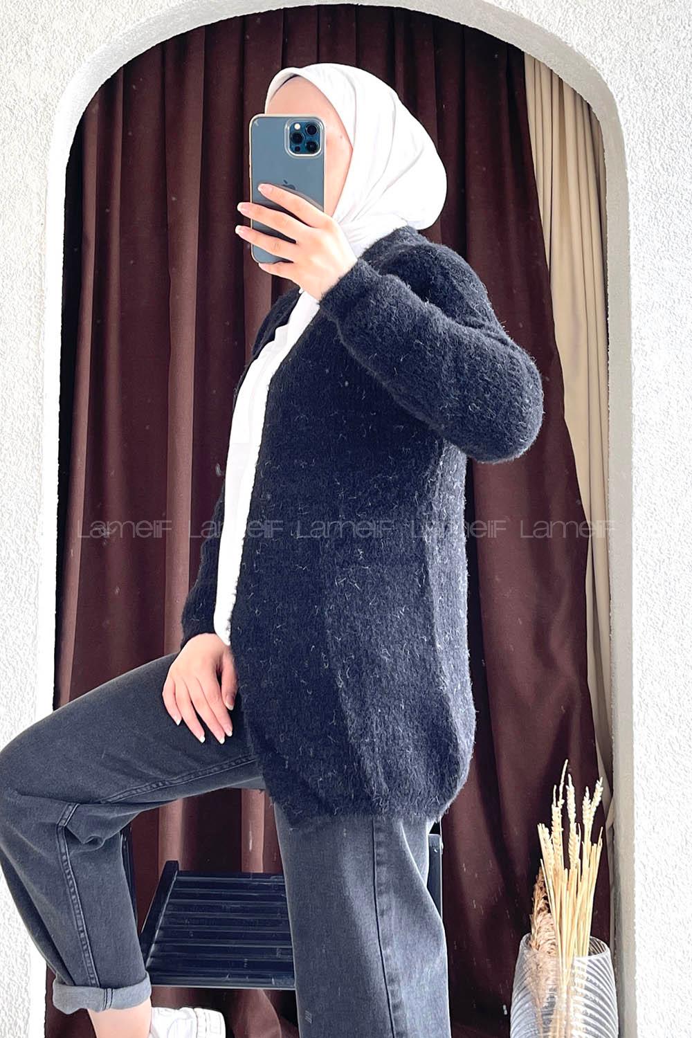 Modalamelif Oversize Model Yumoş Hırka Siyah