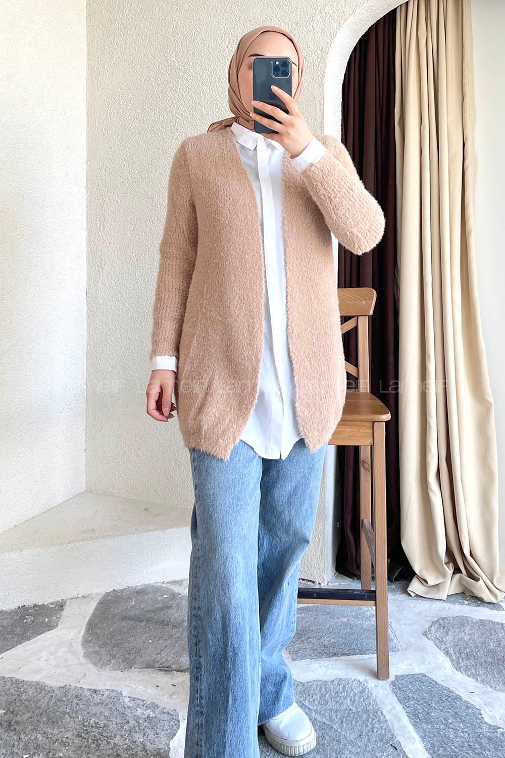 Modalamelif Oversize Model Yumoş Hırka Sütlü Kahve