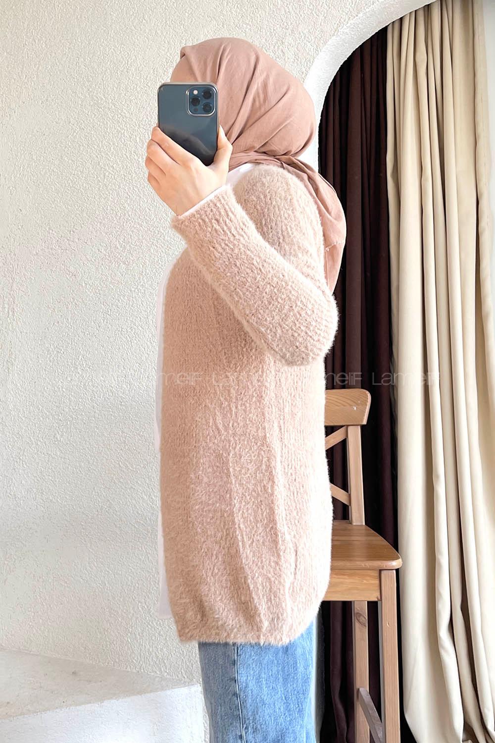 Modalamelif Oversize Model Yumoş Hırka Sütlü Kahve