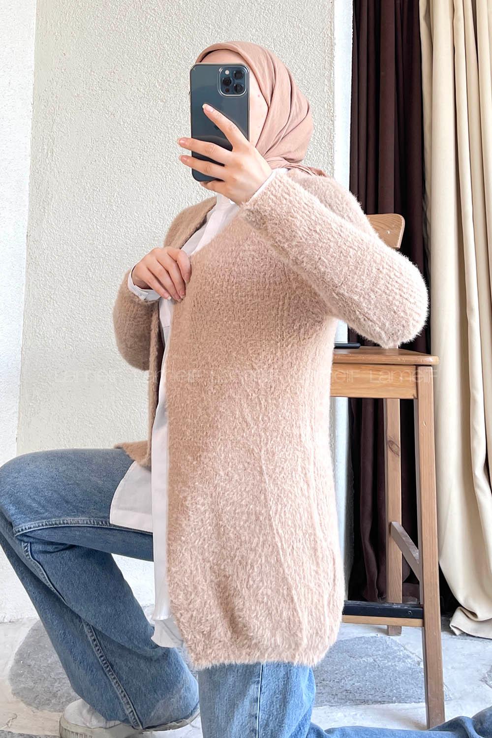 Modalamelif Oversize Model Yumoş Hırka Sütlü Kahve