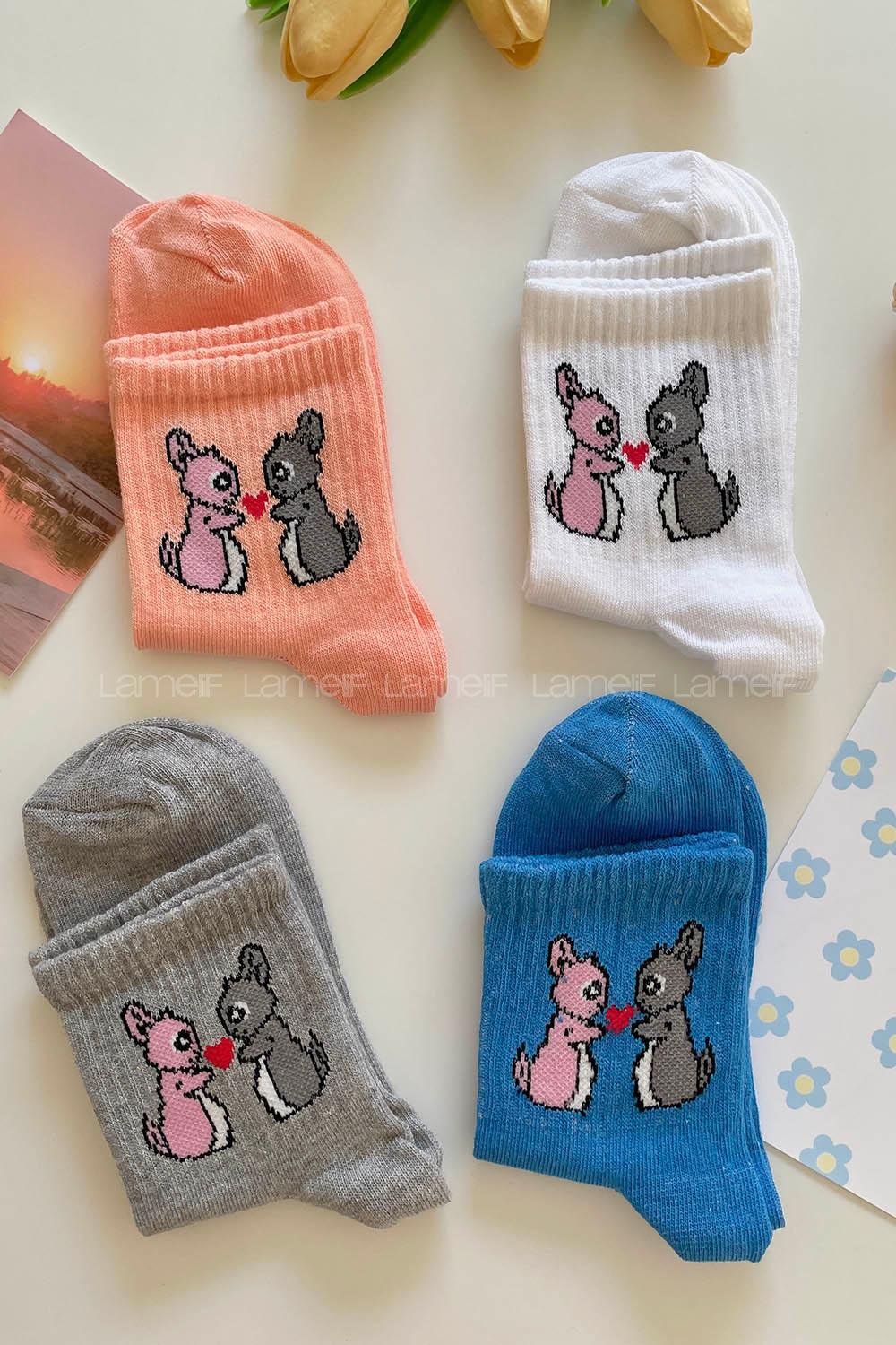 Modalamelif Sevgili Tavşanlar Tasarım Çorap 4lü Paket