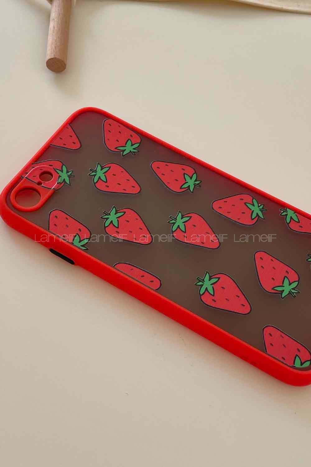 Modalamelif ıPhone 7/8 Çilek Baskılı Telefon Kılıfı