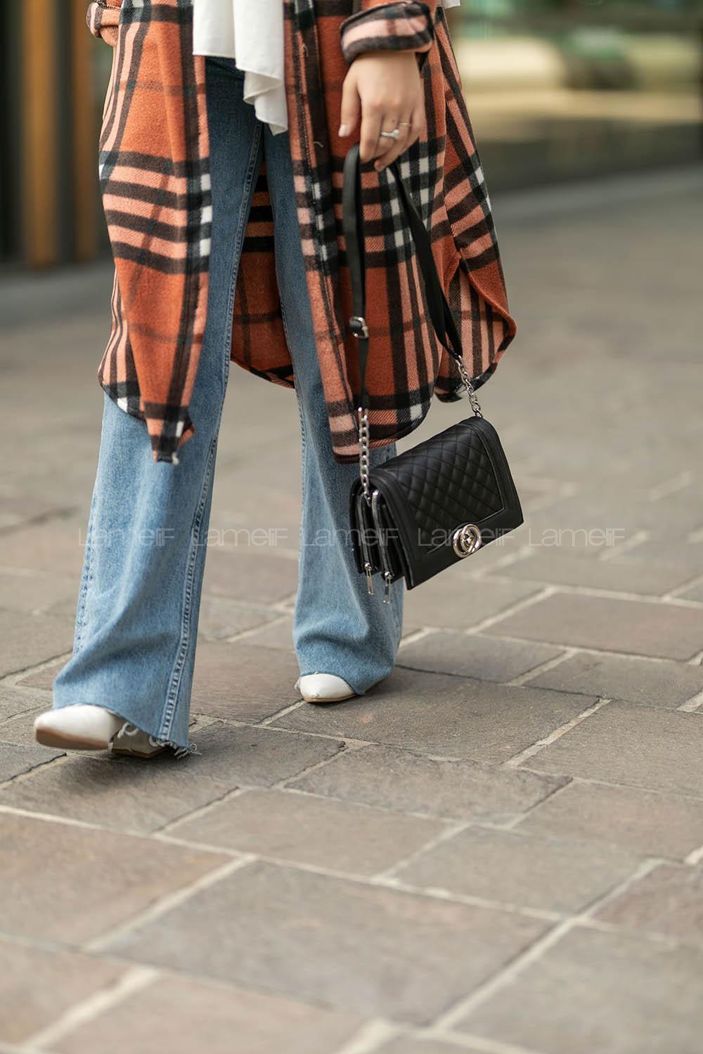 Modalamelif Kapitone Kilit Kapaklı Çapraz Çanta Siyah