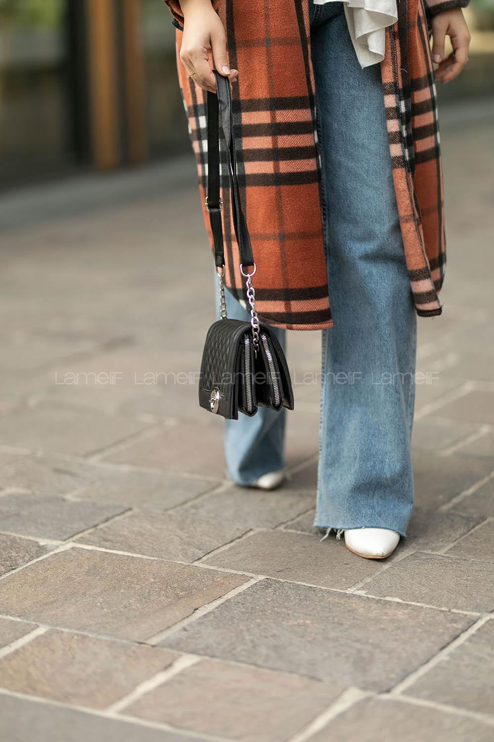 Modalamelif Kapitone Kilit Kapaklı Çapraz Çanta Siyah