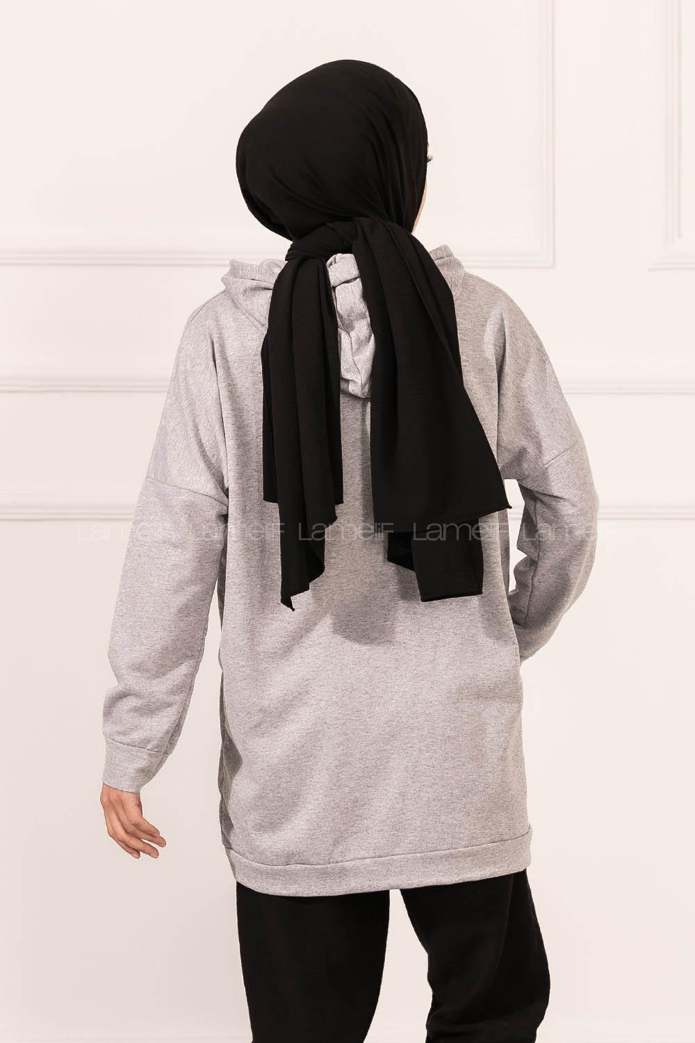 Modalamelif Stop Yazı Baskılı Sweat Gri