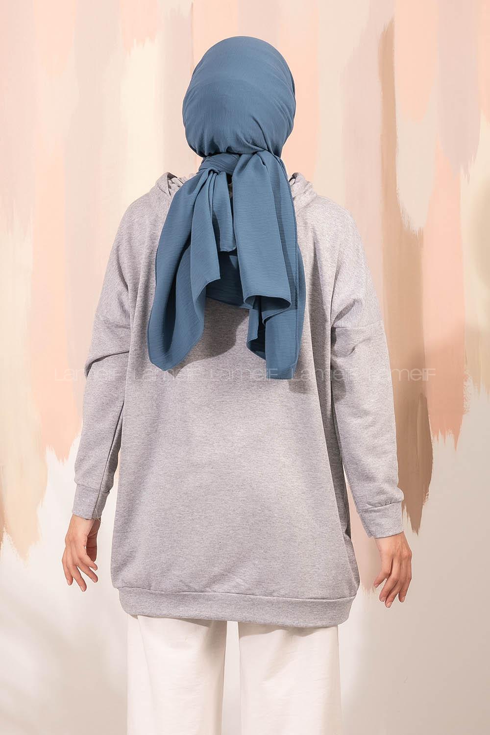 Modalamelif Aspen Yazı Baskılı Kapüşonlu Sweat Gri