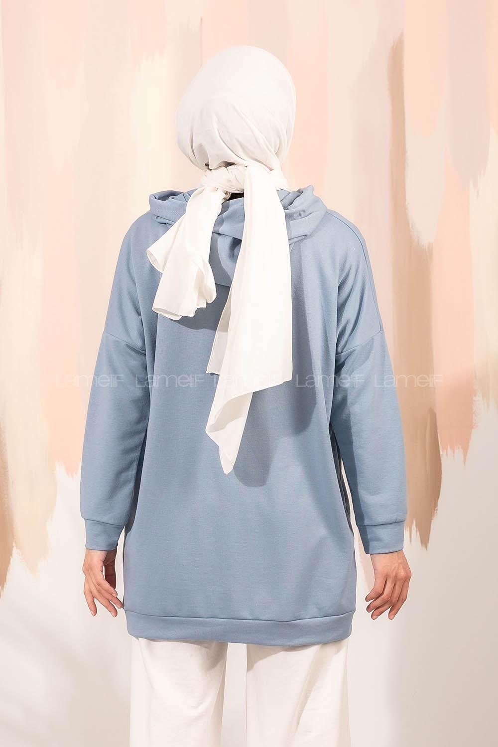 Modalamelif Aspen Yazı Baskılı Kapüşonlu Sweat Mavi