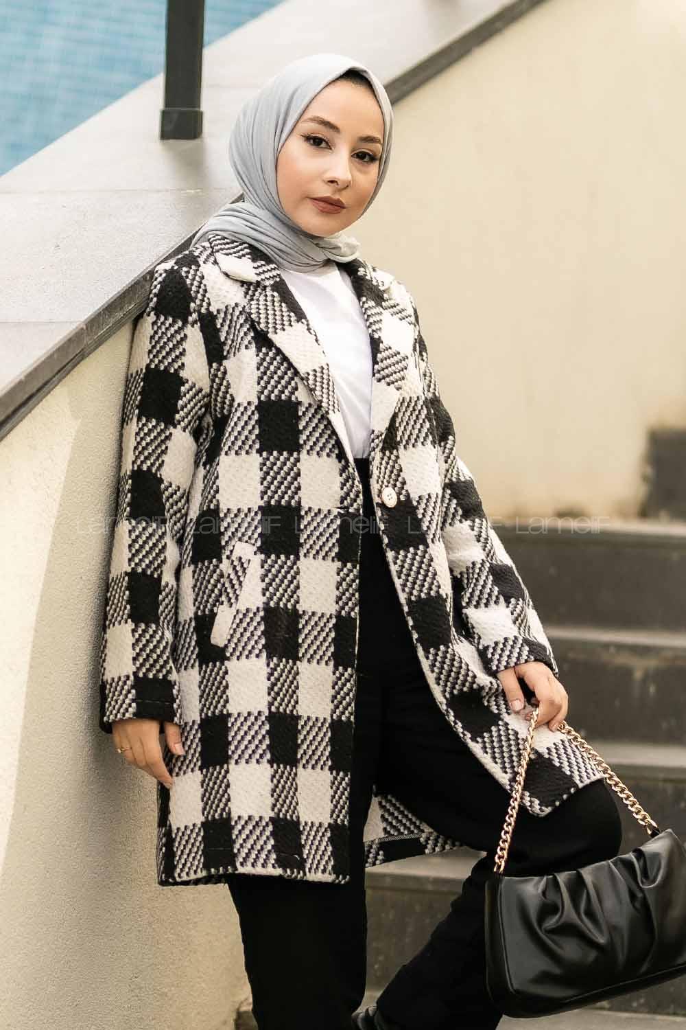 Modalamelif Alara Tek Düğme Detaylı Çift Cepli Kaban Siyah