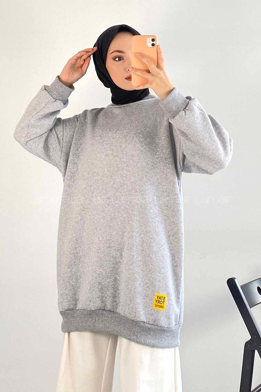 aş Arma Nakışlı Sweatshirt Gri