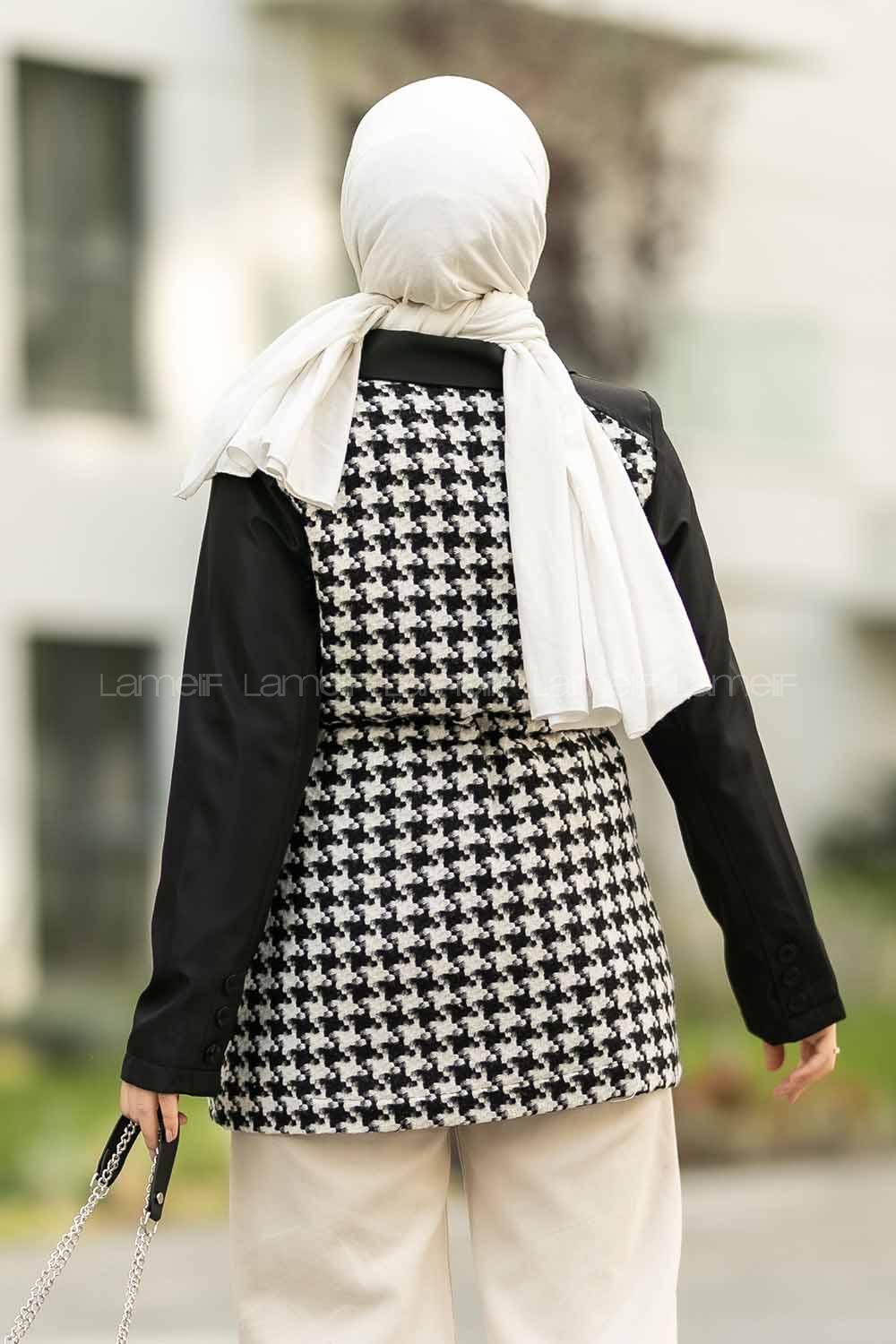 Modalamelif Düğme Detaylı Sırt Garnili Çift Cepli Trenç Siyah