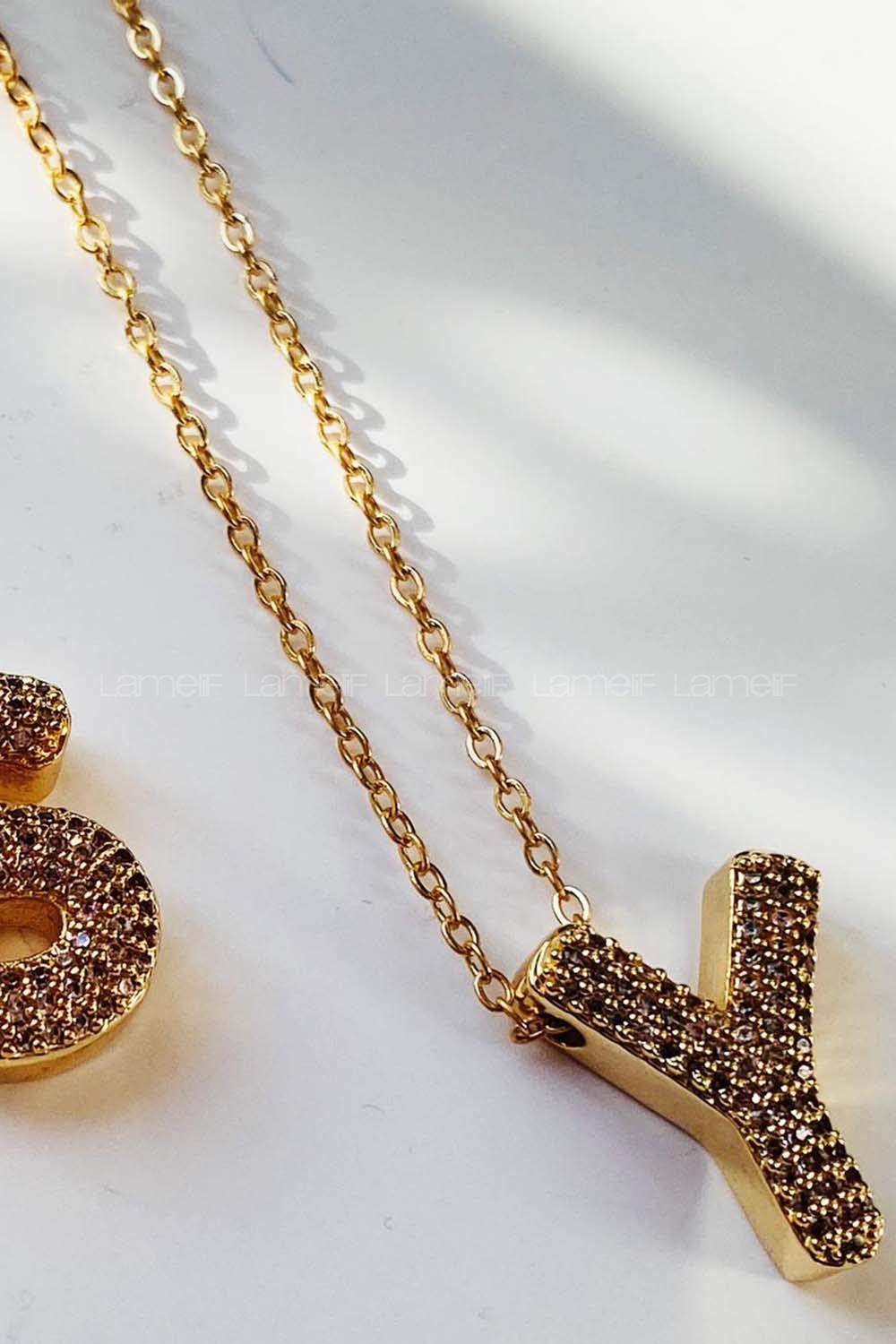 Modalamelif Tombul Y Harfli Kolye