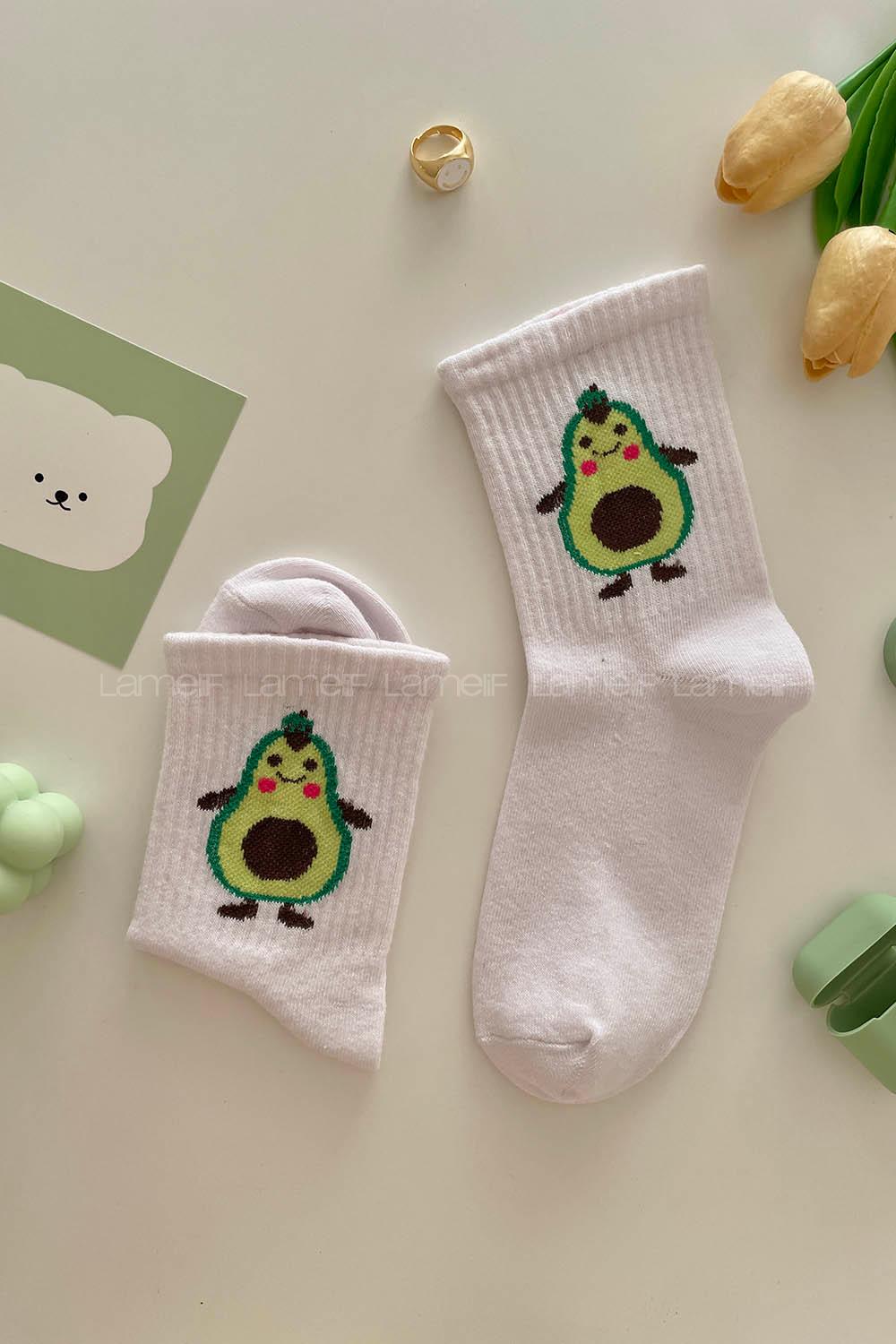 Lamelif Beyaz Avakado Çorap