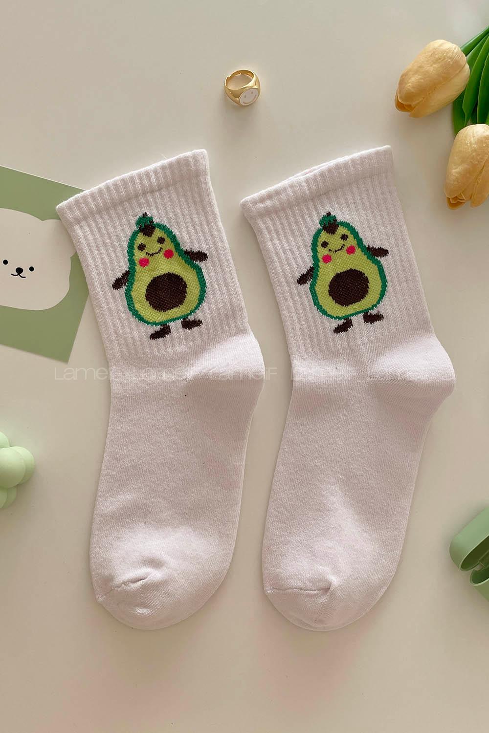 Lamelif Beyaz Avakado Çorap