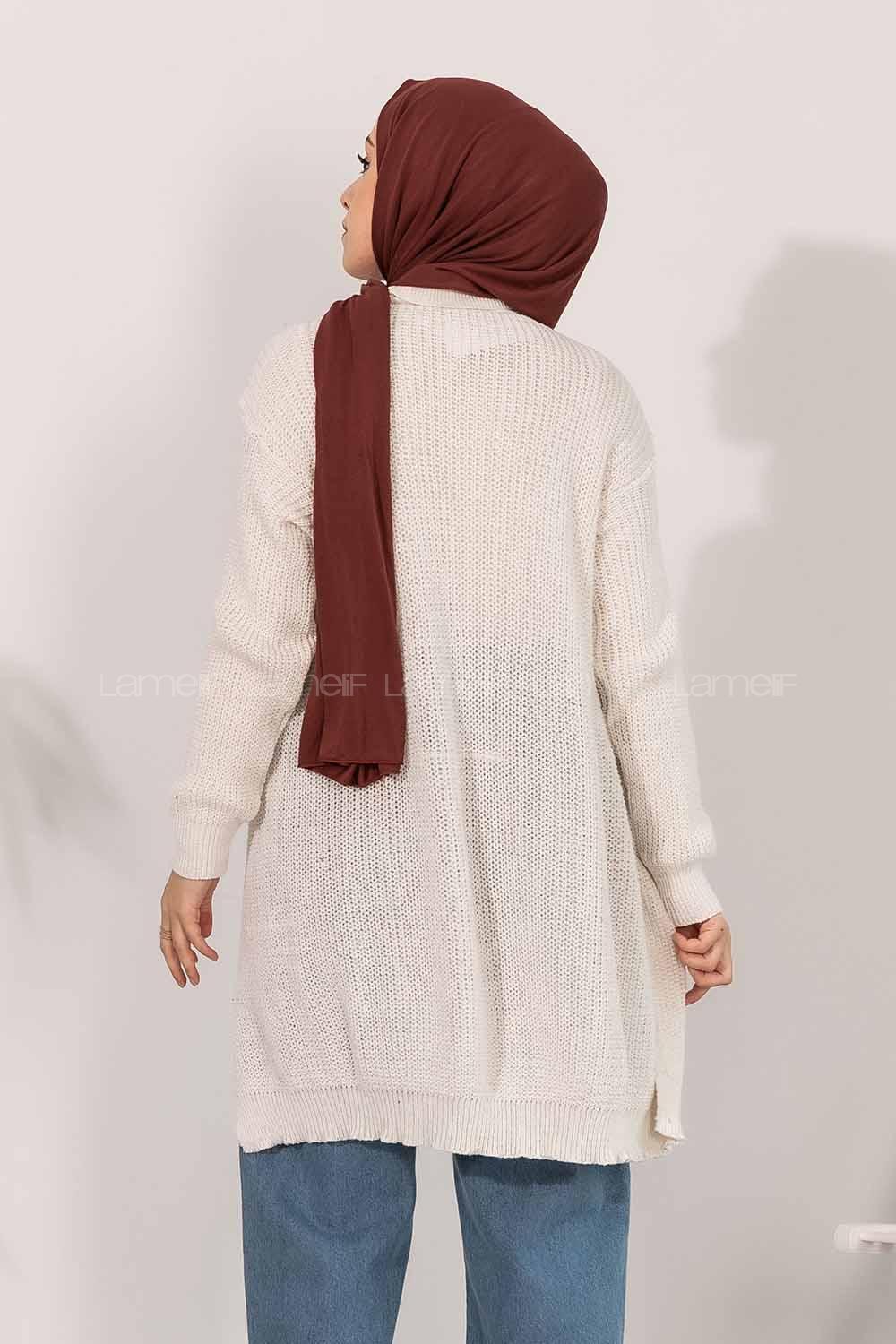 Modalamelif Fitilli Triko Hırka Ekru