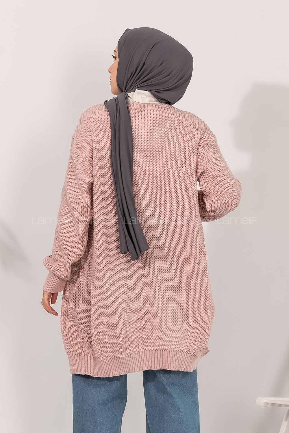 Modalamelif Fitilli Triko Hırka Pudra