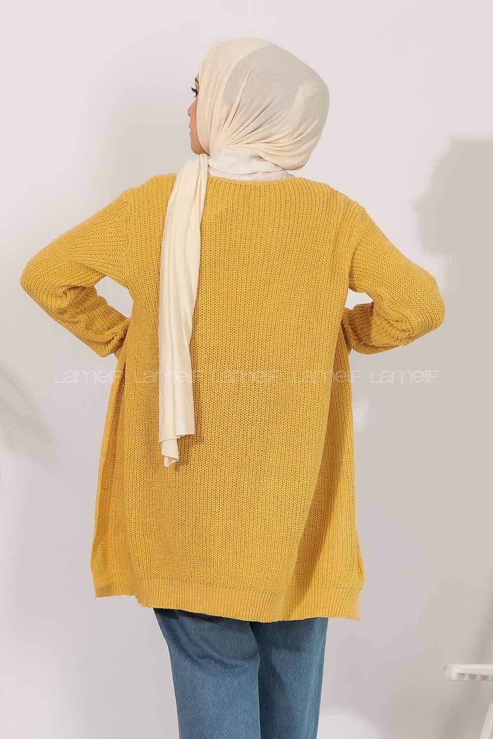 Modalamelif Fitilli Triko Hırka Sarı