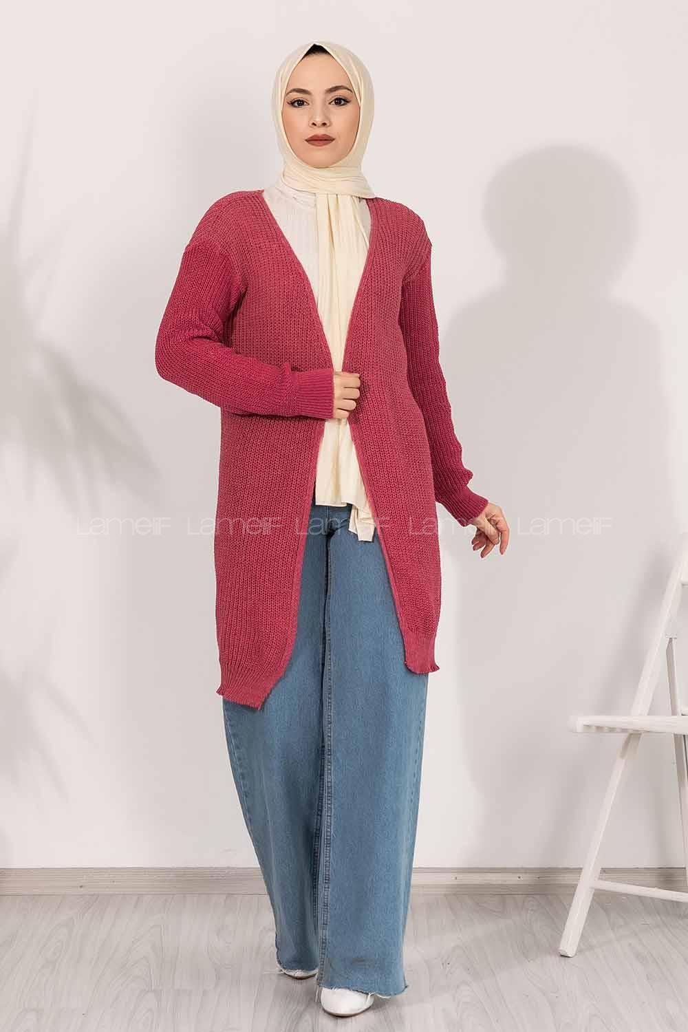 Modalamelif Fitilli Triko Hırka Şeker Pembesi