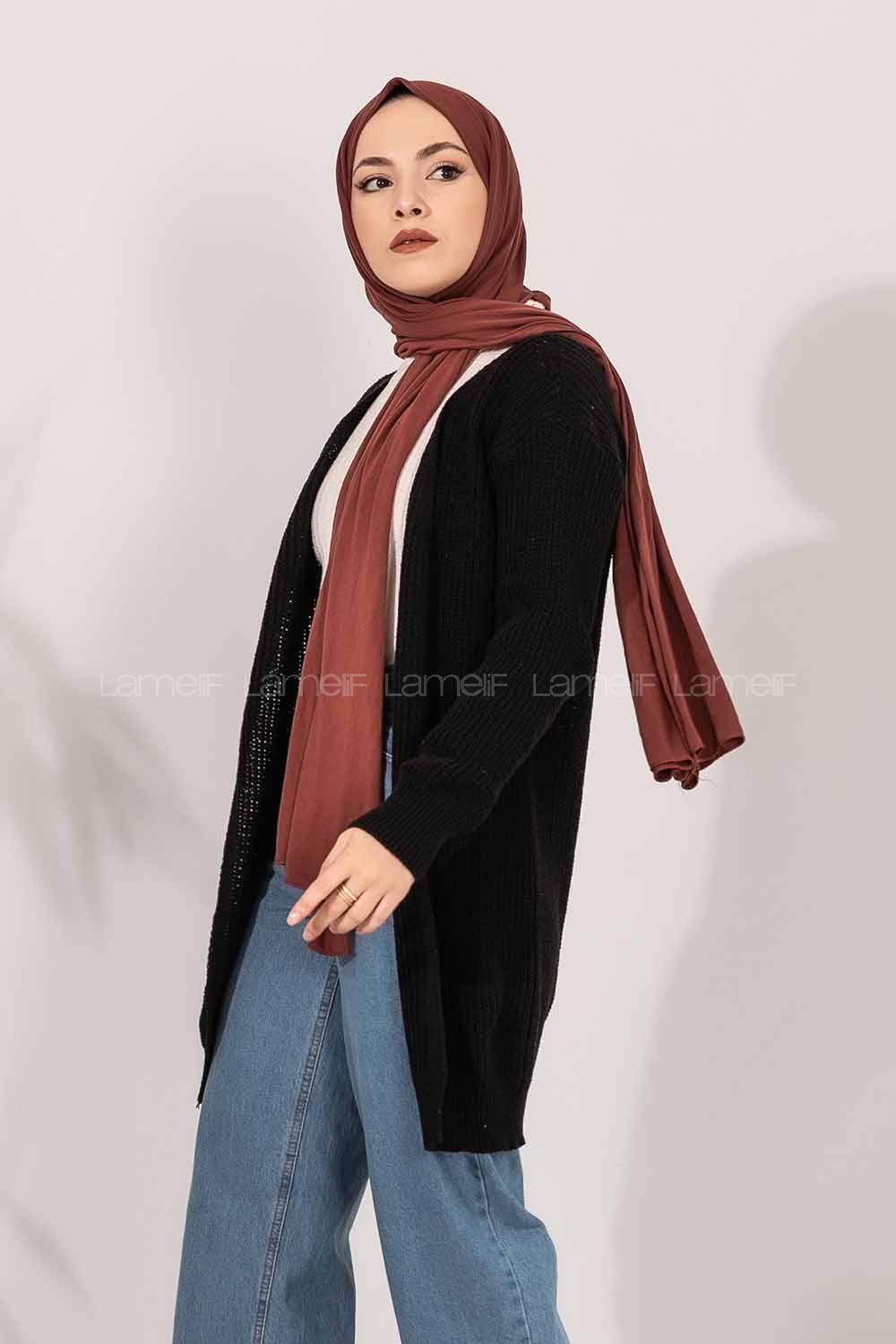 Modalamelif Fitilli Triko Hırka Siyah