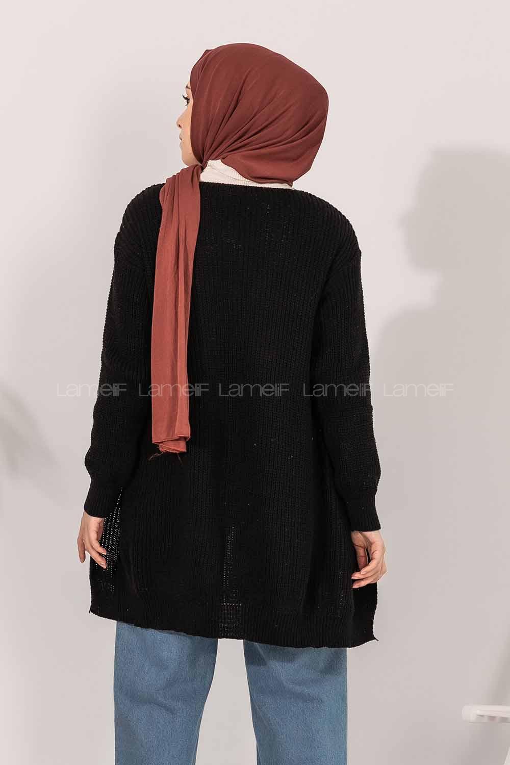 Modalamelif Fitilli Triko Hırka Siyah