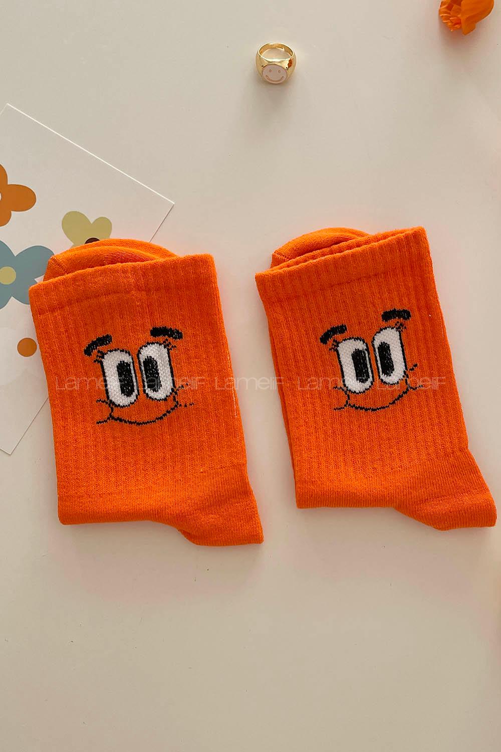 Lamelif Gülümseyen Yüz Turuncu Çorap