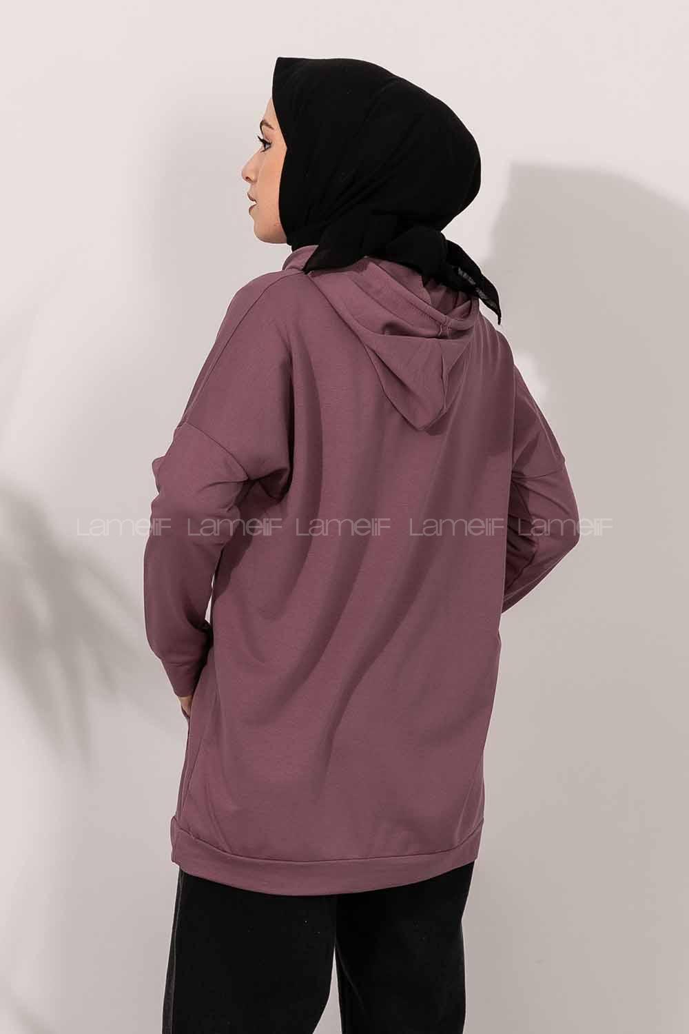 Modalamelif Stop Yazı Baskılı Sweat Mor