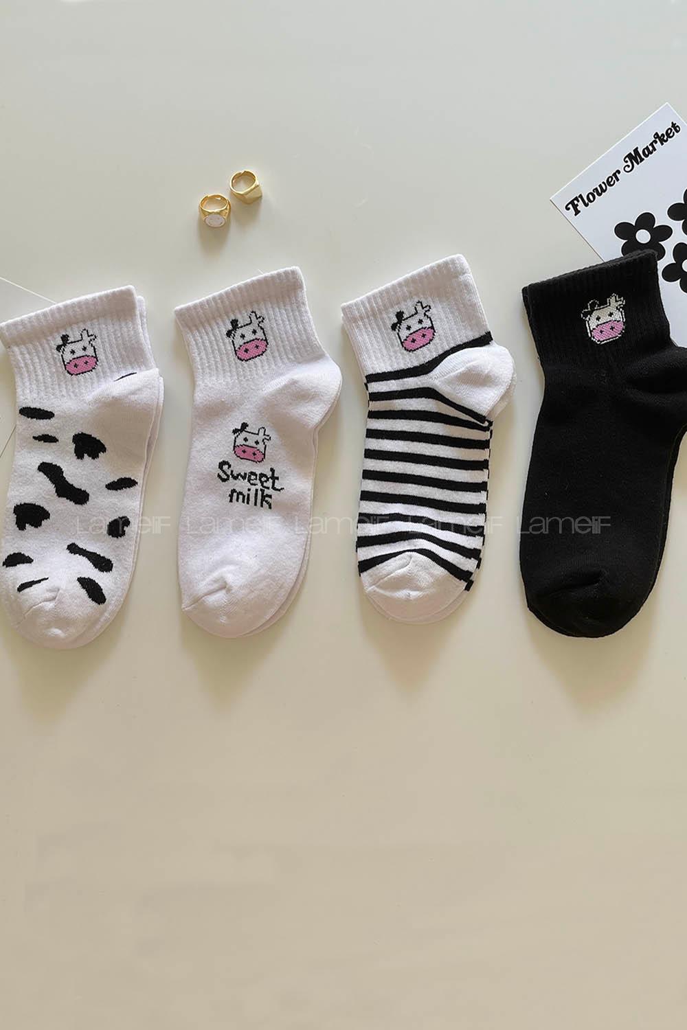 Modalamelif Sweet Milk Desenli Çorap 4lü Set