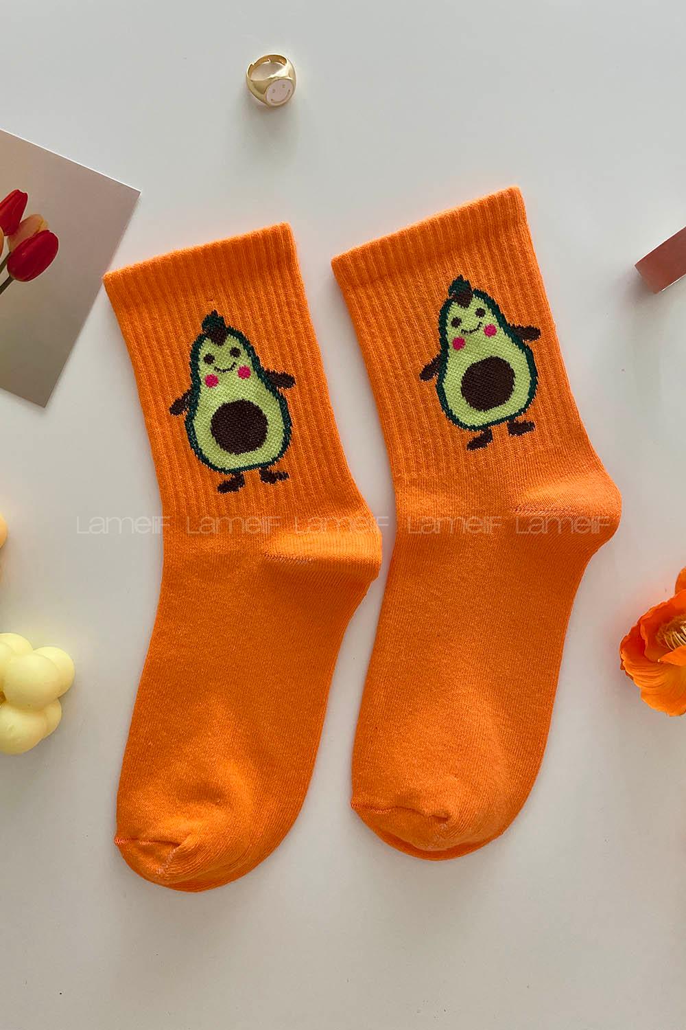 Lamelif Turuncu Avakado Çorap