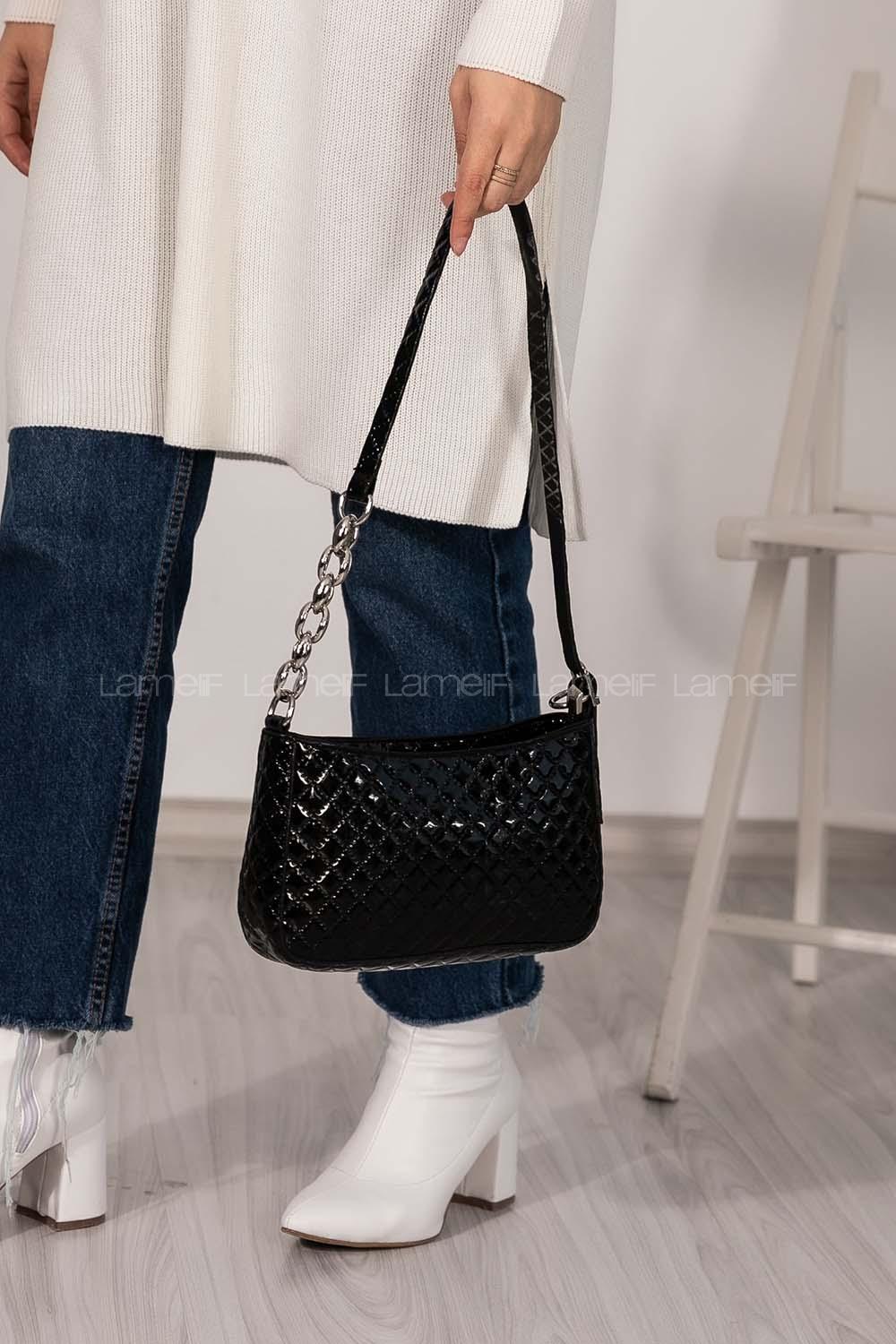 Modalamelif Lidia Dikişli Rugan Çapraz Çanta Siyah