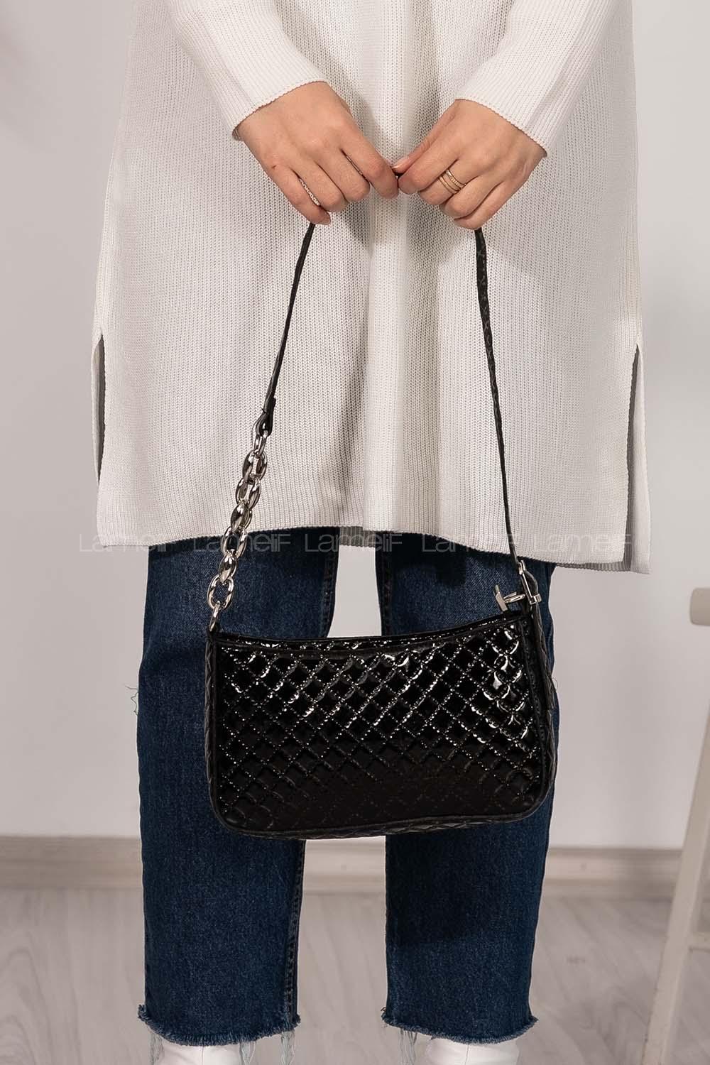 Modalamelif Lidia Dikişli Rugan Çapraz Çanta Siyah