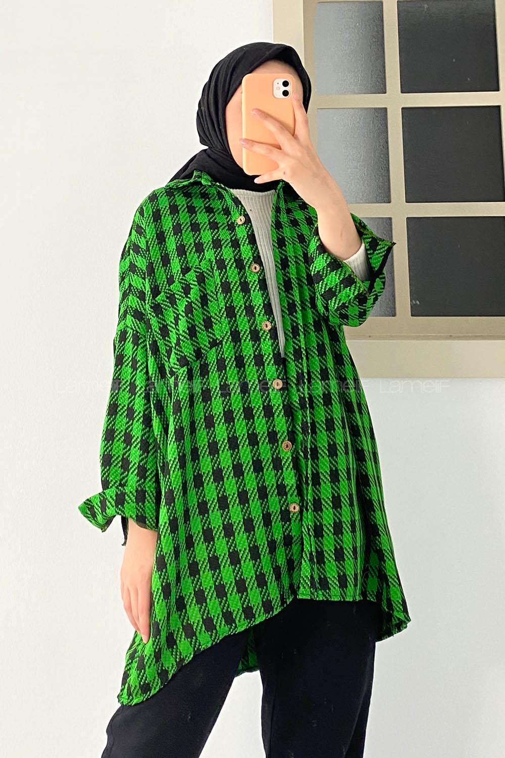 Modalamelif  Tek Cepli Ekose Desenli Gömlek Yeşil