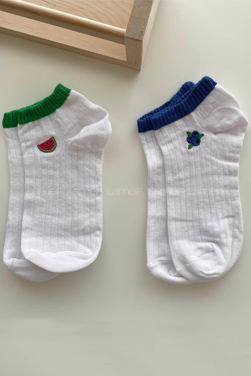 Modalamelif Meyve Desenli Babet Çorap 2li Set