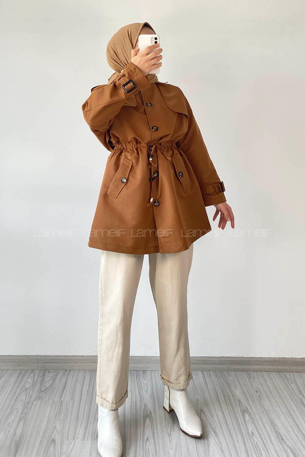 Modalamelif Beli Tünelli Çift Cepli Kap Taba