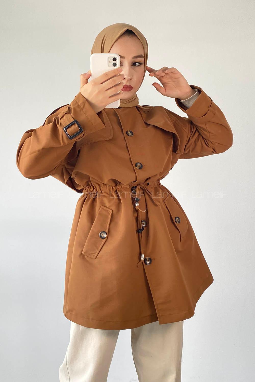 Modalamelif Beli Tünelli Çift Cepli Kap Taba