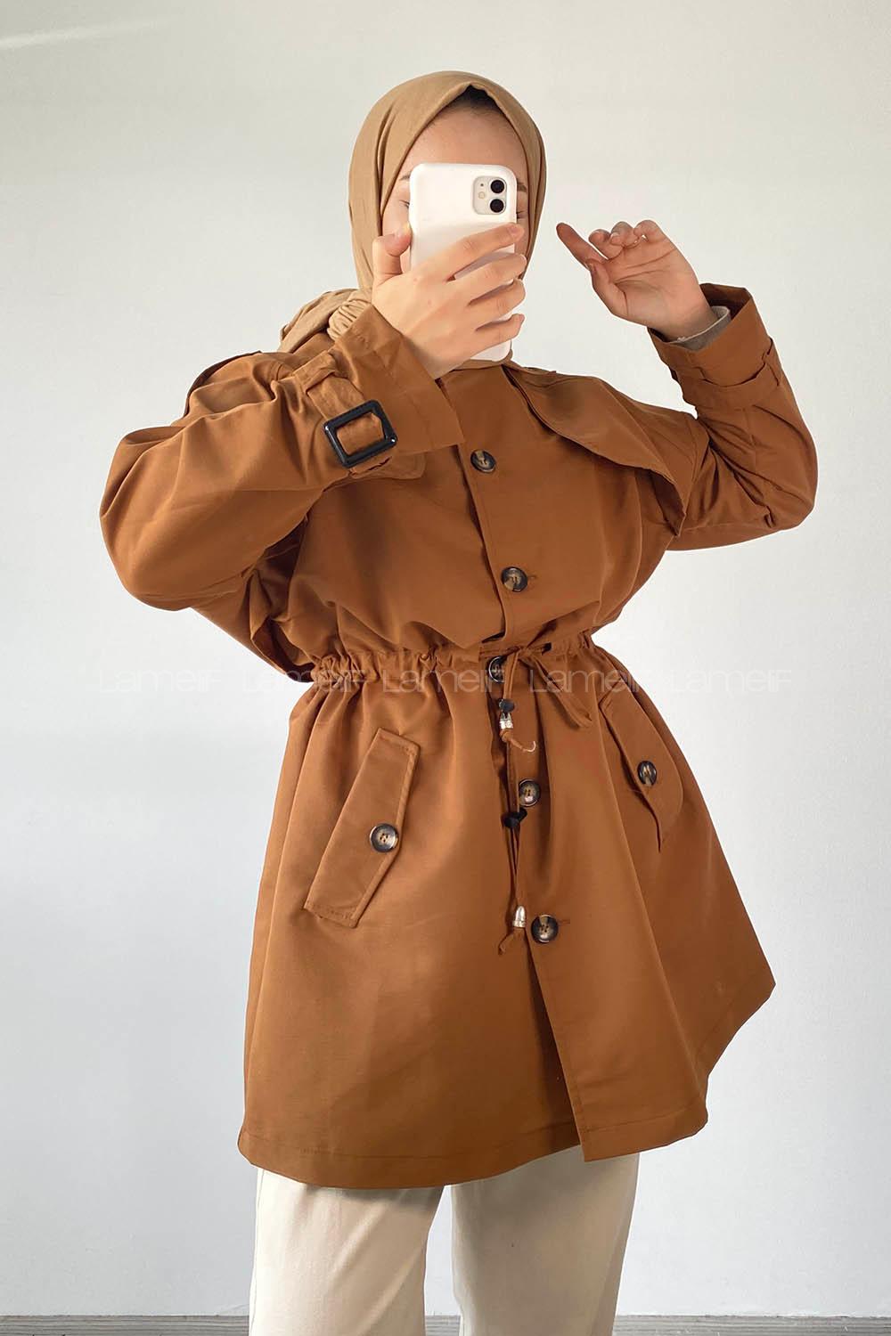 Modalamelif Beli Tünelli Çift Cepli Kap Taba