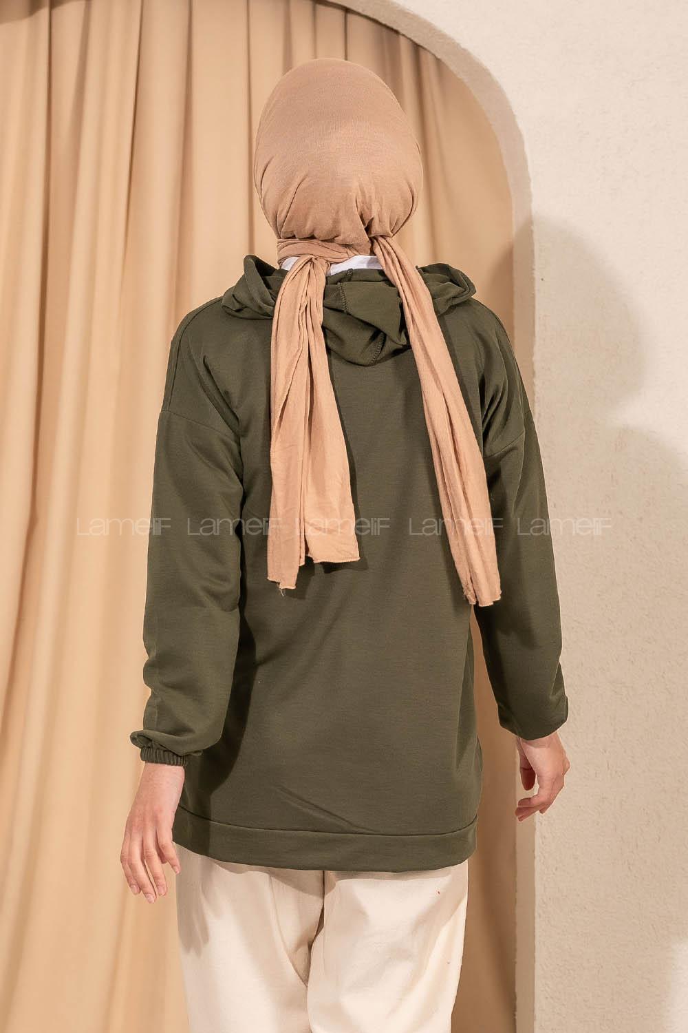 Modalamelif  Everlast Armalı Kapüşon Detaylı Sweat Haki