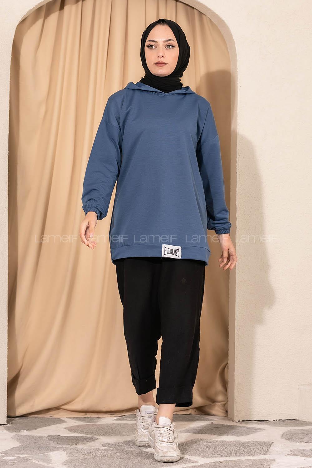 Modalamelif  Everlast Armalı Kapüşon Detaylı Sweat İndigo
