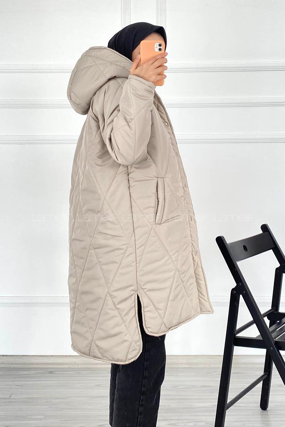 Modalamelif Kapüşonlu Çift Cepli Çıtçıt Düğme Şişme Mont Yelek Taşrengi