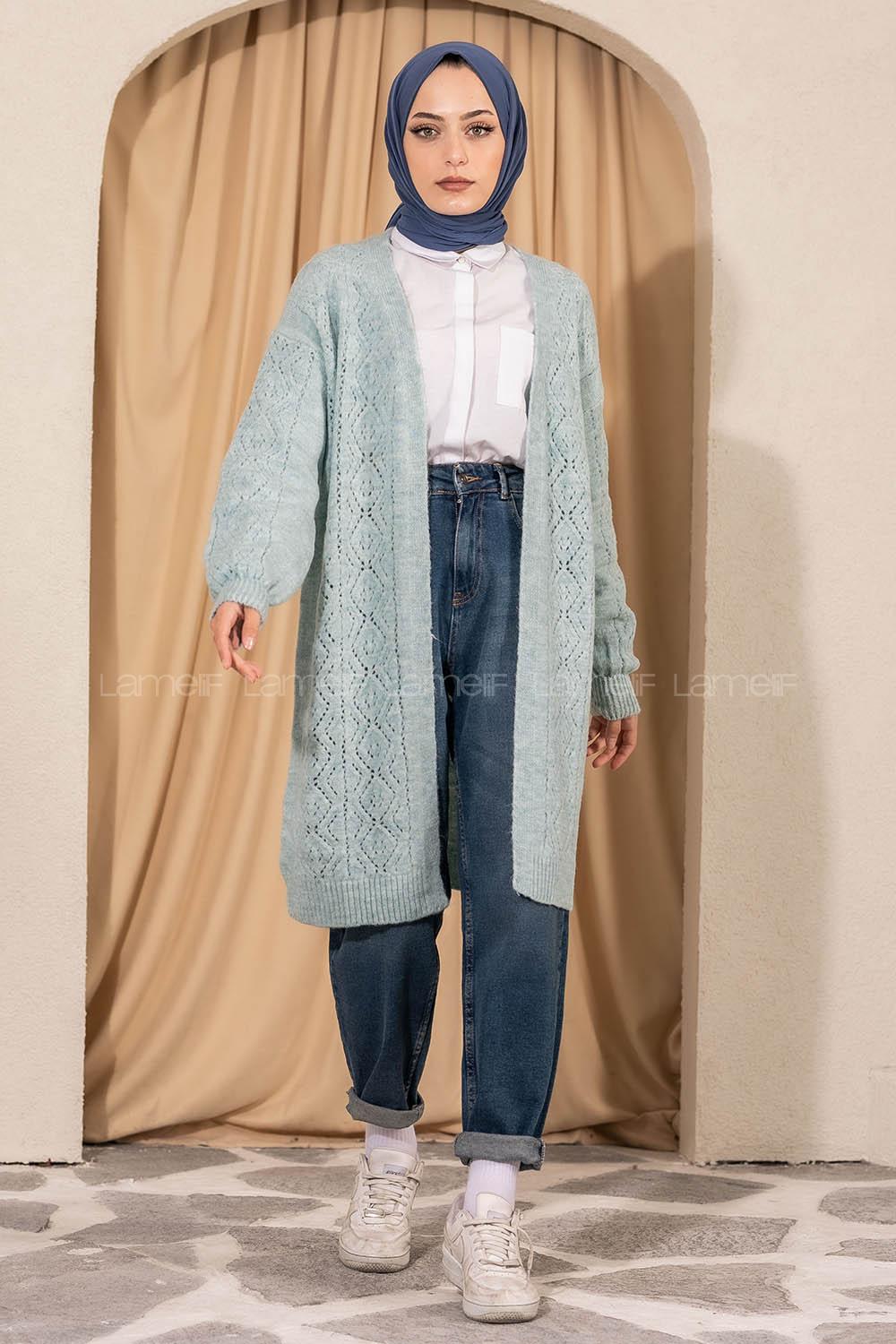 Modalamelif Kol Lastikli Triko Hırka Bebe Mavisi