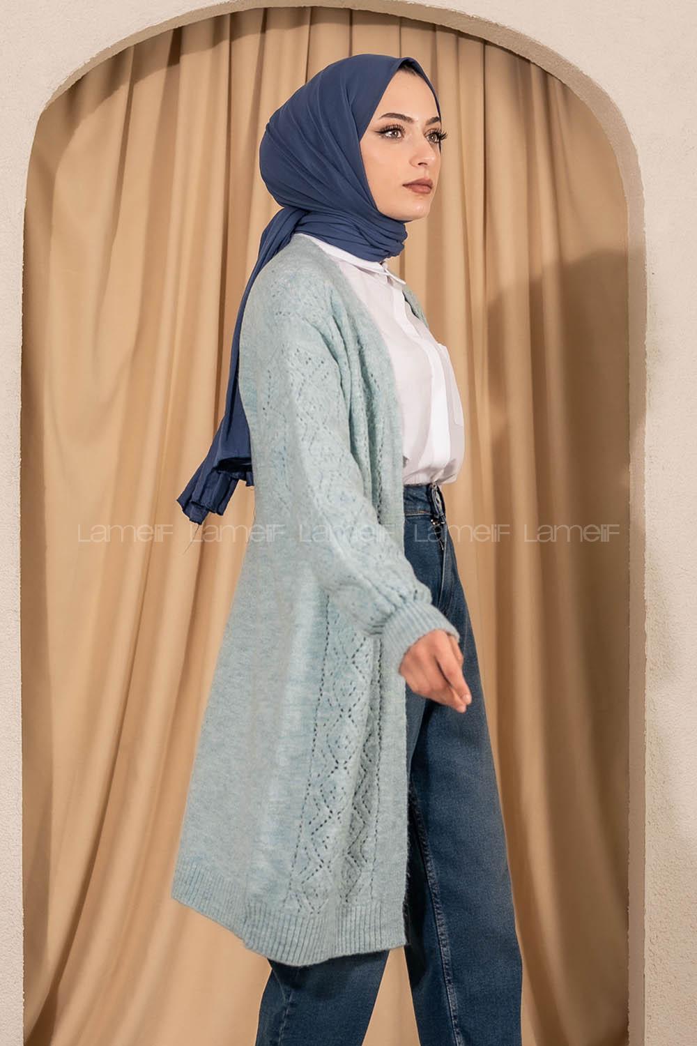 Modalamelif Kol Lastikli Triko Hırka Bebe Mavisi