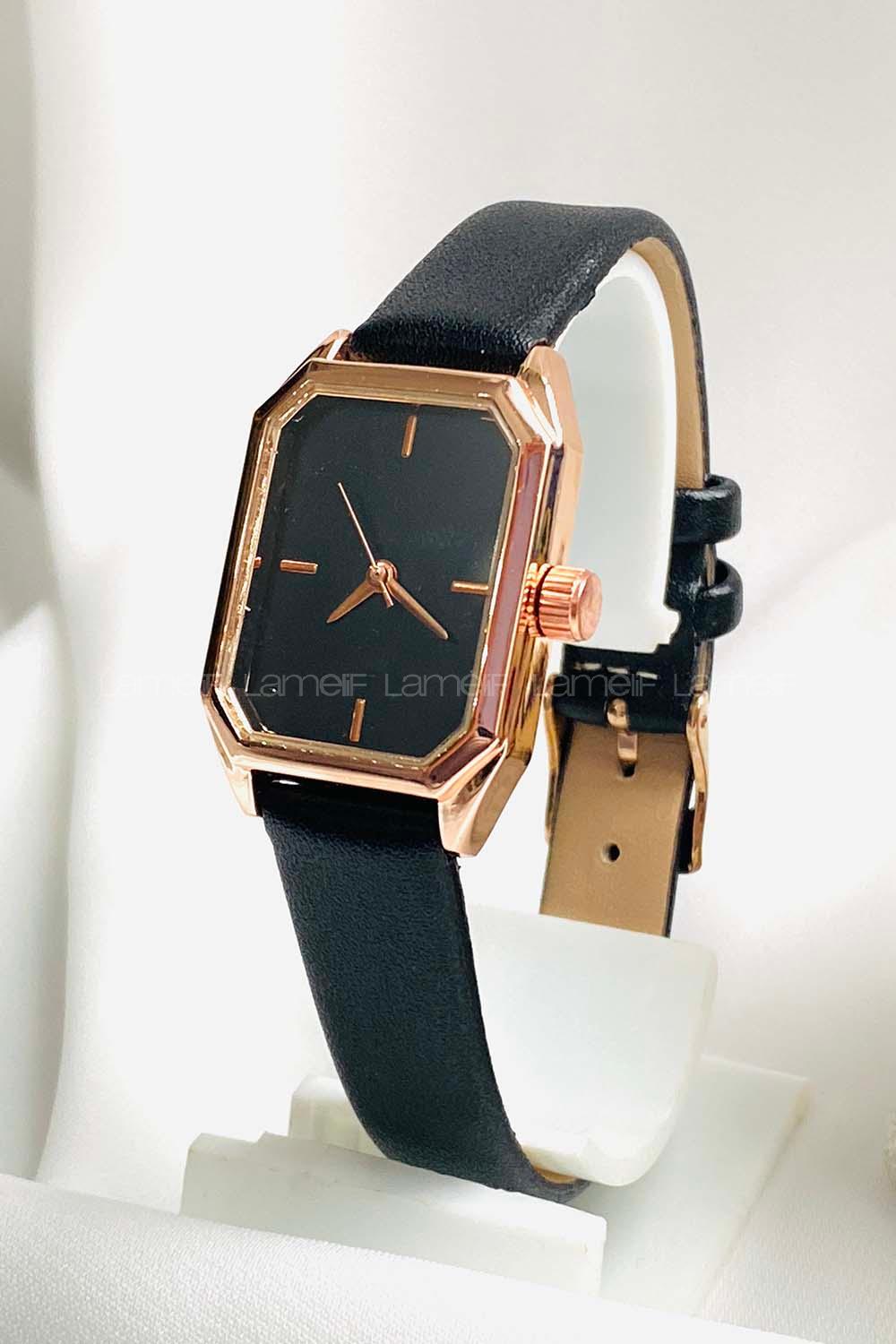 Modalamelif Vintage Kare Kesim Gold Çerçeve Saat