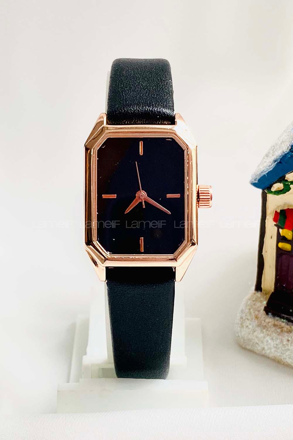 Modalamelif Vintage Kare Kesim Gold Çerçeve Saat