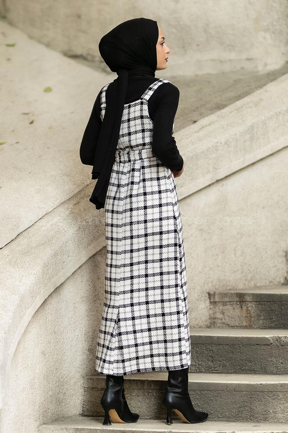 Ecru Black Half Italian Neck Linen Unprinted Dresess