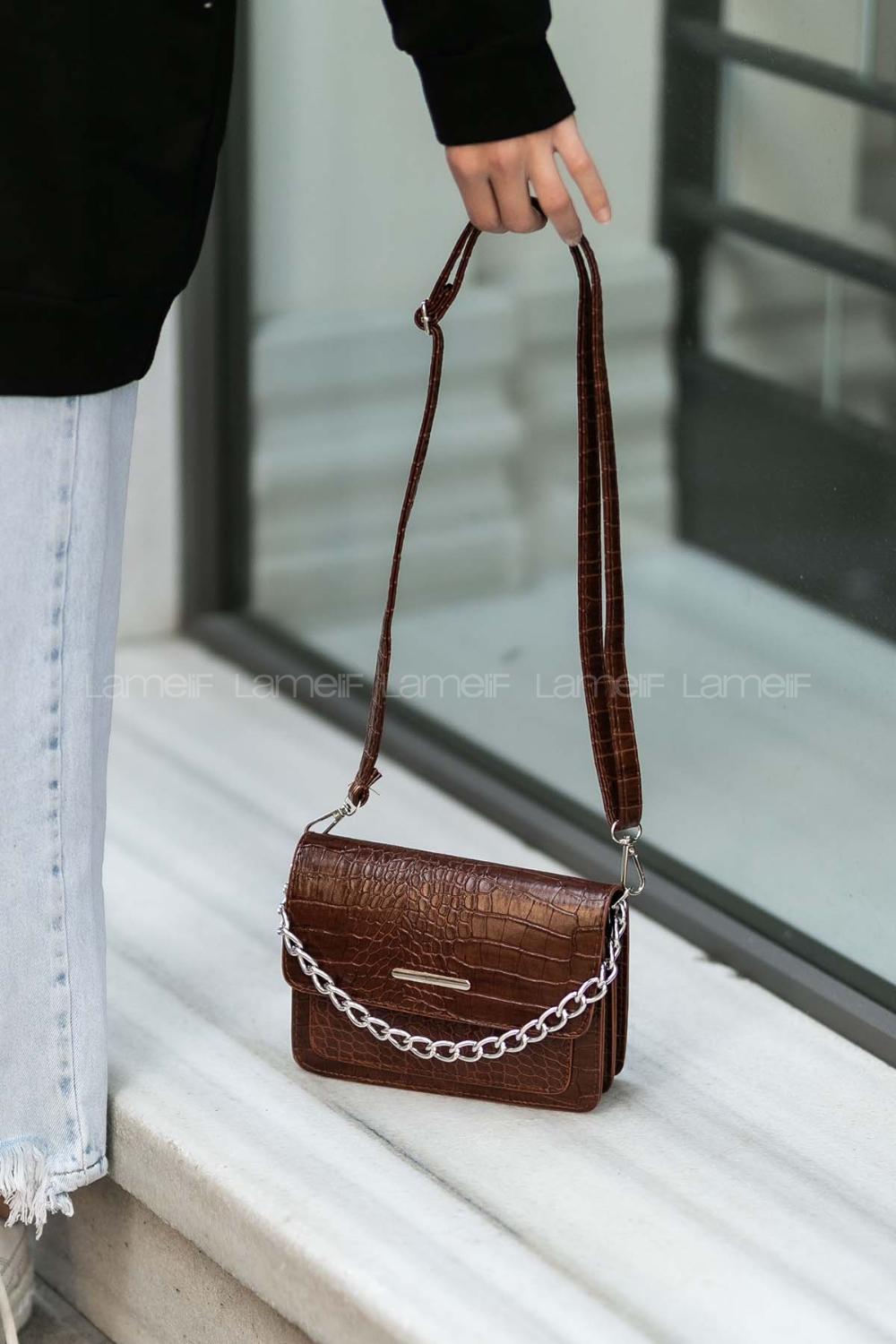 Lamelif Orse Model Aksesuarlı Çanta Taba