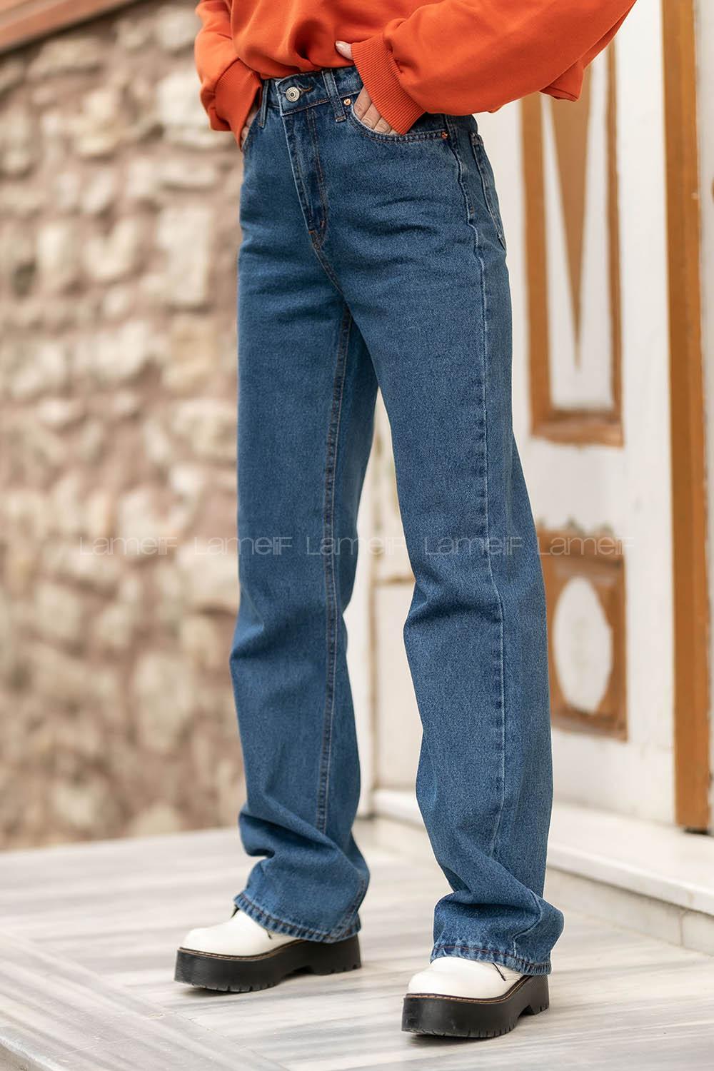 Modalamelif Flare Yarı İspanyol Paça Pantolon Kot Mavisi