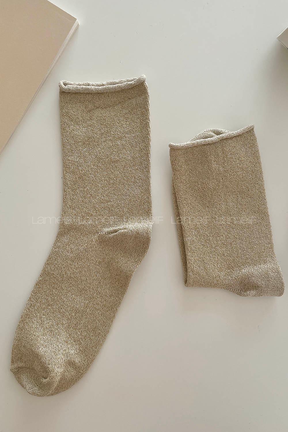 Modalamelif Simli Taş Rengi Çorap